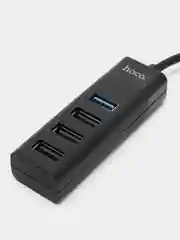 Черный usb-концентратор 4 в 1 HOCO HB25, разветвитель на 4 порта, 3USB 2.0+1USB 3.0