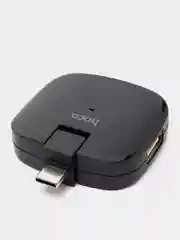 Черный хаб-разветвитель Type-C Hoco HB11, на 3 USB 2.0