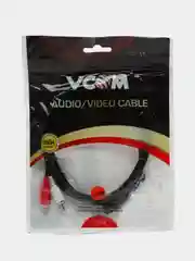 Черный кабель-тюльпан VCOM 3.5 jack-2RCA, соединительный