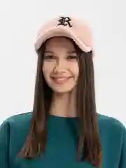Розовый бейсболка утеплённая меховая, зима-осень, овечья шерсть, унисекс