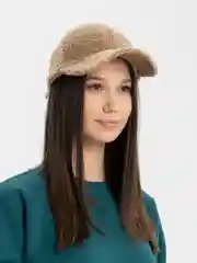 Бежевый бейсболка меховая, овечья шерсть, унисекс