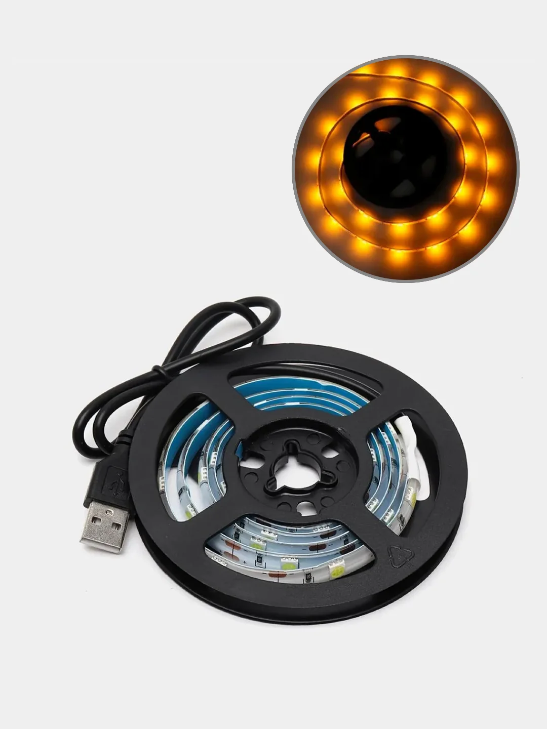 Желтый usb cветодиодная LED лента подсветка для телевизора и монитора 1 м, IP65, 5050