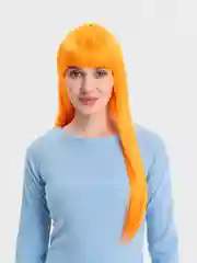 Оранжевый парик длинный с челкой