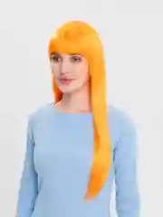 Оранжевый парик длинный с челкой