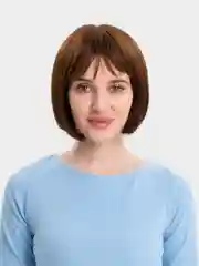 Коричневый парик каре с челкой