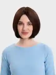 Шоколадный парик каре с челкой