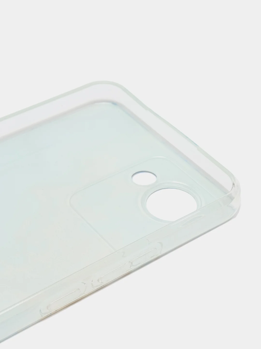 Голубой силиконовый чехол на Realme C30 / Реалми С30 прозрачный, с рисунком, защита камеры