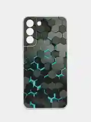 Бирюзовый чехол на Samsung Galaxy S22 Plus / Самсунг S22 Plus прозрачный, с рисунком, защита камеры