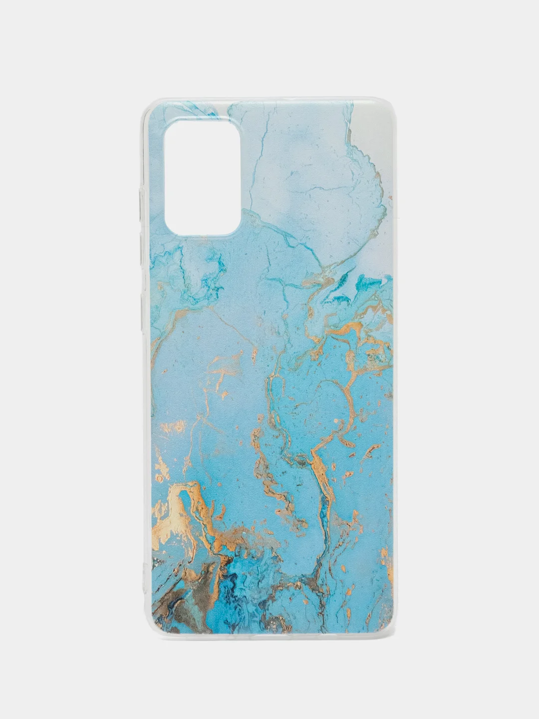 Светло-синий чехол на Samsung Galaxy A71 4G / Самсунг А71 4G прозрачный, с рисунком, защита камеры