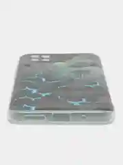 Бирюзовый силиконовый чехол на Xiaomi Poco C40 / Сяоми Поко С40 прозрачный с рисунком, защита камеры