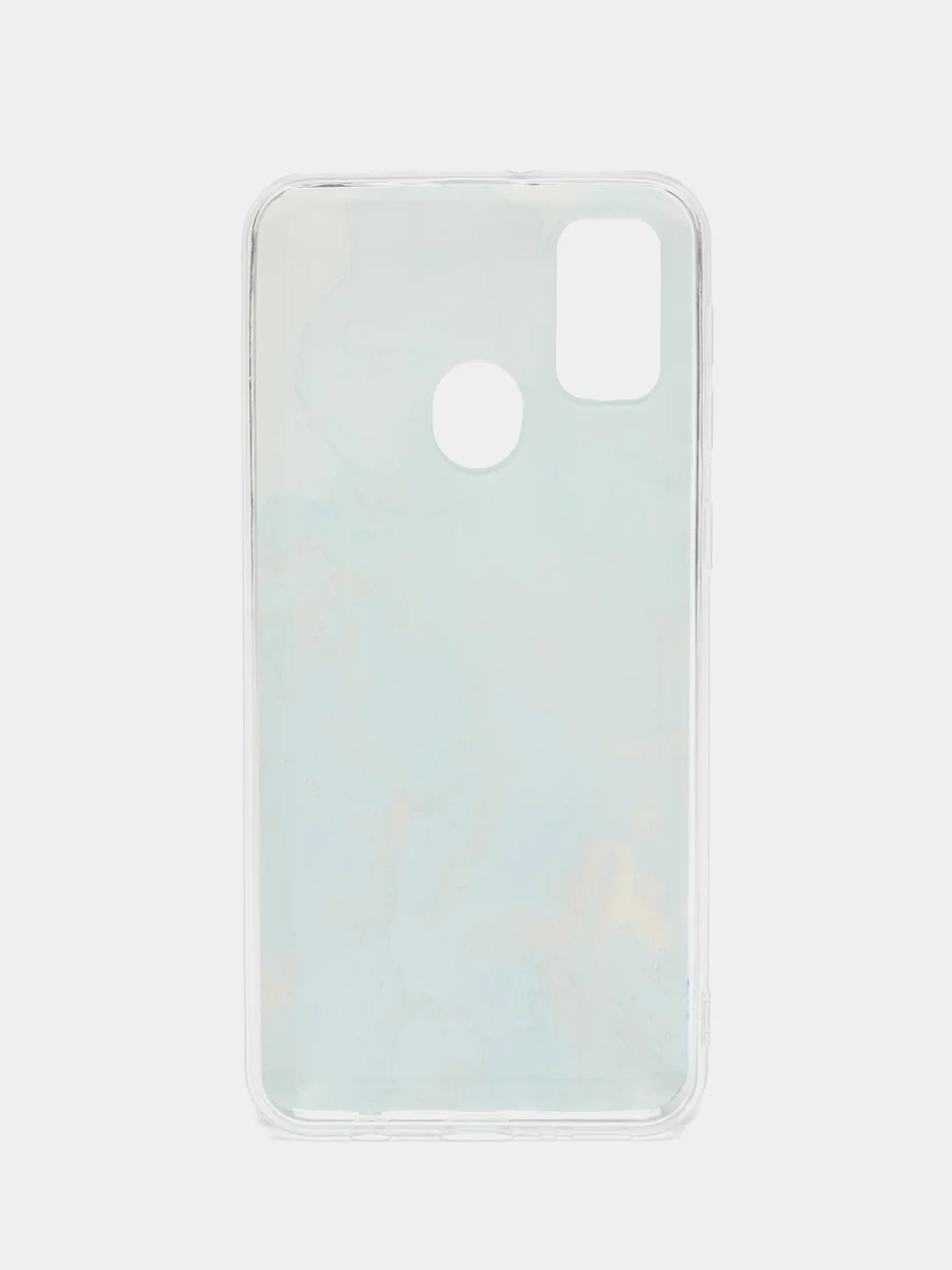 Светло-синий силиконовый чехол на Samsung Galaxy M21/M30s / Самсунг М21/М30s с рисунком, защита камеры