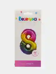 Шар воздушный, фольгированный "Цифра", радуга, в упаковке, 16"/41 см