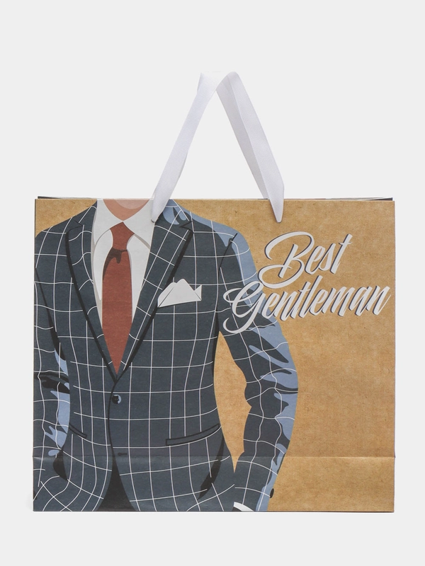 Пакет крафтовый вертикальный «Best gentleman», 30 х 26 х 9 см