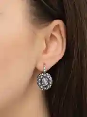 Серый крупные серьги с искусственным кошачьим глазом