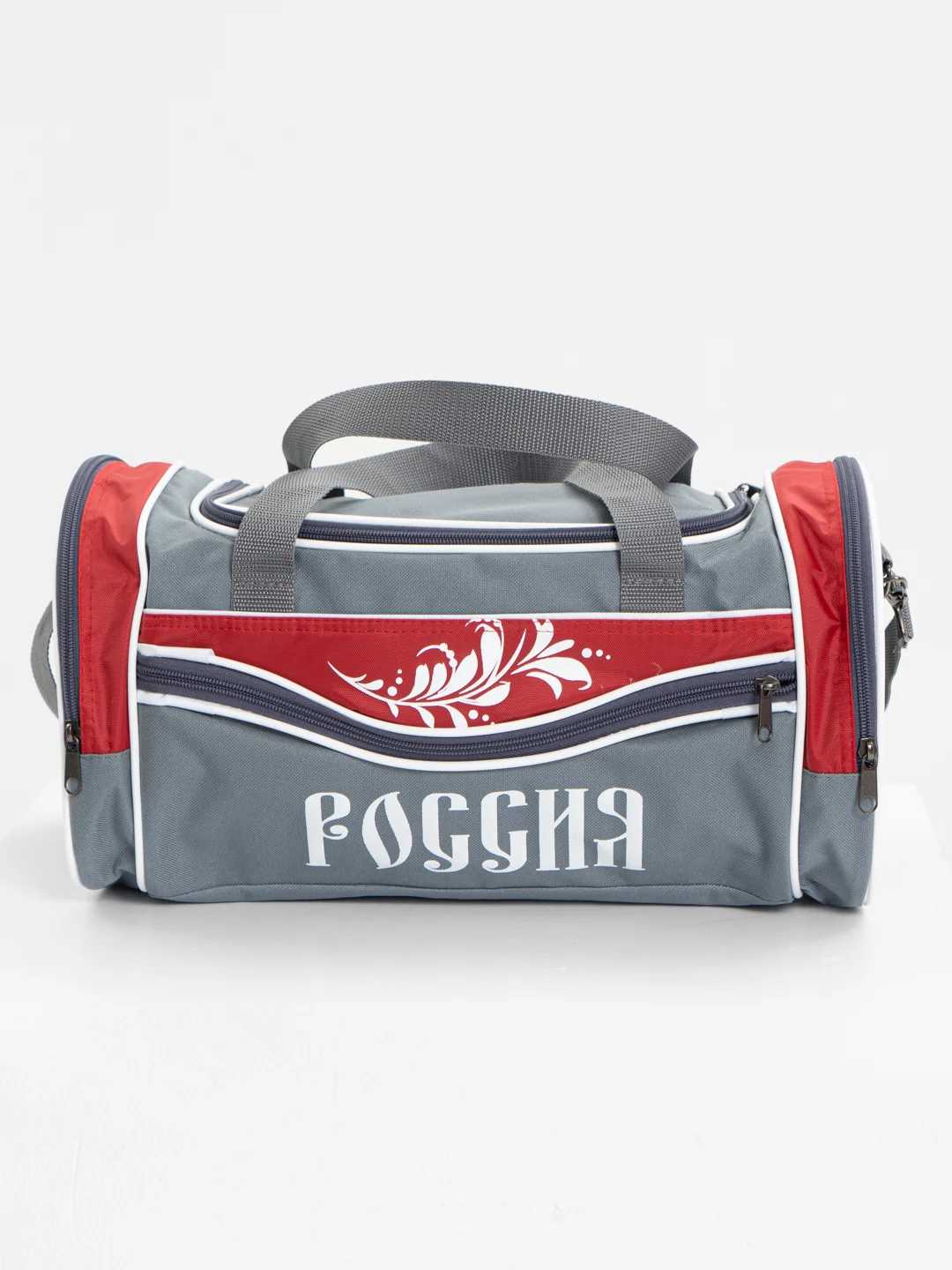 Серый малая спортивная сумка с надписью "Россия"