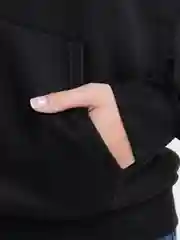 Черный худи женское утепленное с начесом, унисекс