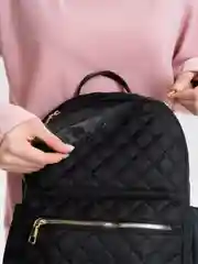 Черный женский рюкзак в клетку, дорожная сумка на плечо