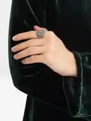 Серый крупное кольцо с искусственным кошачьим глазом