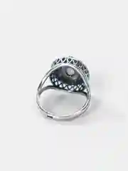 Серый крупное кольцо с искусственным кошачьим глазом