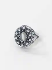 Серый крупное кольцо с искусственным кошачьим глазом