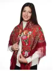Бордовый платок женский с бахромой