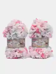 Конфетный пряжа Alize Puffy Fine color 5 штук  петельки маленькие