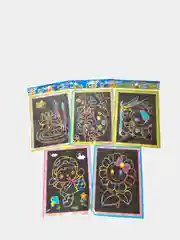 Серебряный раскраска-царапка + разукрашка на обороте, 12*17 см