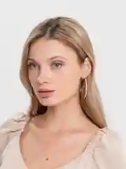 Золотой серьги-кольца со стразами, диаметр 5,5 см