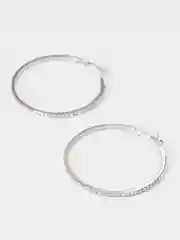 Серебряный серьги-кольца со стразами, диаметр 5,5 см