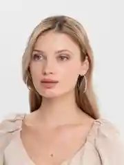 Серебряный серьги-кольца со стразами, диаметр 5,5 см