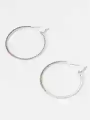 Серебряный серьги-кольца со стразами, диаметр 5,5 см