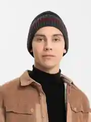 Угольный шапка вязаная мужская двойная - зима-осень-весна