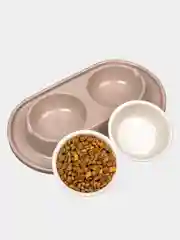 Миска для животных, кошек и собак двойная на подставке / поилка для кошек