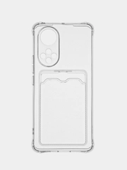 Чехол для Honor 50, Huawei Nova 9 с карманом для карт (Хонор 50, Хуавей Нова 9) прозрачный