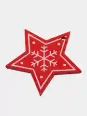 Желтый набр деревянных елочных Эко игрушек на нитке Сhristmas
