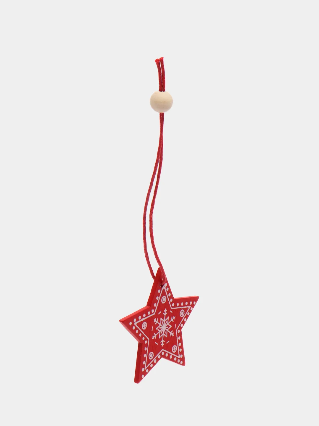 Желтый набр деревянных елочных Эко игрушек на нитке Сhristmas