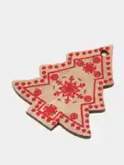 Бордовый набр деревянных елочных Эко игрушек на нитке Сhristmas
