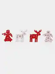 Бирюзовый набр деревянных елочных Эко игрушек на нитке Сhristmas