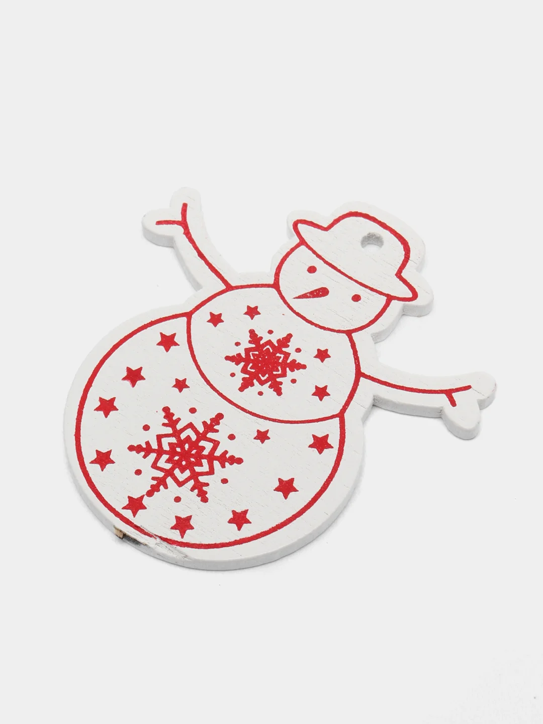 Бежевый набр деревянных елочных Эко игрушек на нитке Сhristmas
