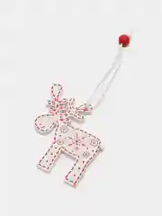Белый набр деревянных елочных Эко игрушек на нитке Сhristmas