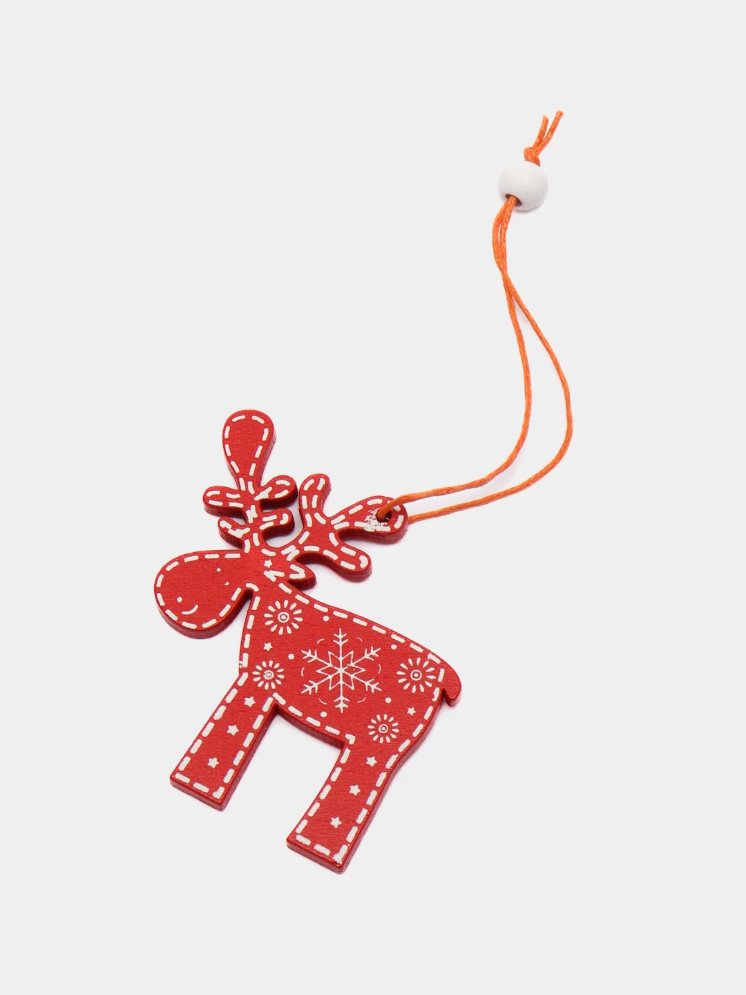 Белый набр деревянных елочных Эко игрушек на нитке Сhristmas
