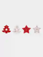 Аметистовый набр деревянных елочных Эко игрушек на нитке Сhristmas