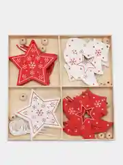 Аметистовый набр деревянных елочных Эко игрушек на нитке Сhristmas