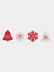 Бежевый меланж набр деревянных елочных Эко игрушек на нитке Сhristmas