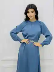 Морской платье длинное, мусульманское, из японского шелка