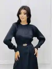Черный платье длинное, мусульманское, из японского шелка