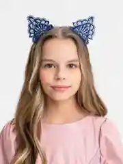 Темно-синий ободок для волос, с ушками, цветные