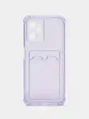 Голубой чехол противоударный для Realme C35 (Реалми С35), прозрачный, с карманом для карты