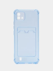 Чехол противоударный для Realme C21 / Реалми С21 прозрачный, с карманом для карты