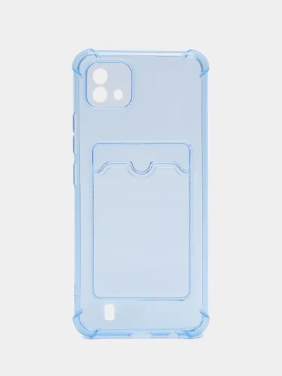 Чехол противоударный для Realme C21 / Реалми С21 прозрачный, с карманом для карты